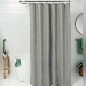 Waffle Weave Gray Shower Curtain + Hooks